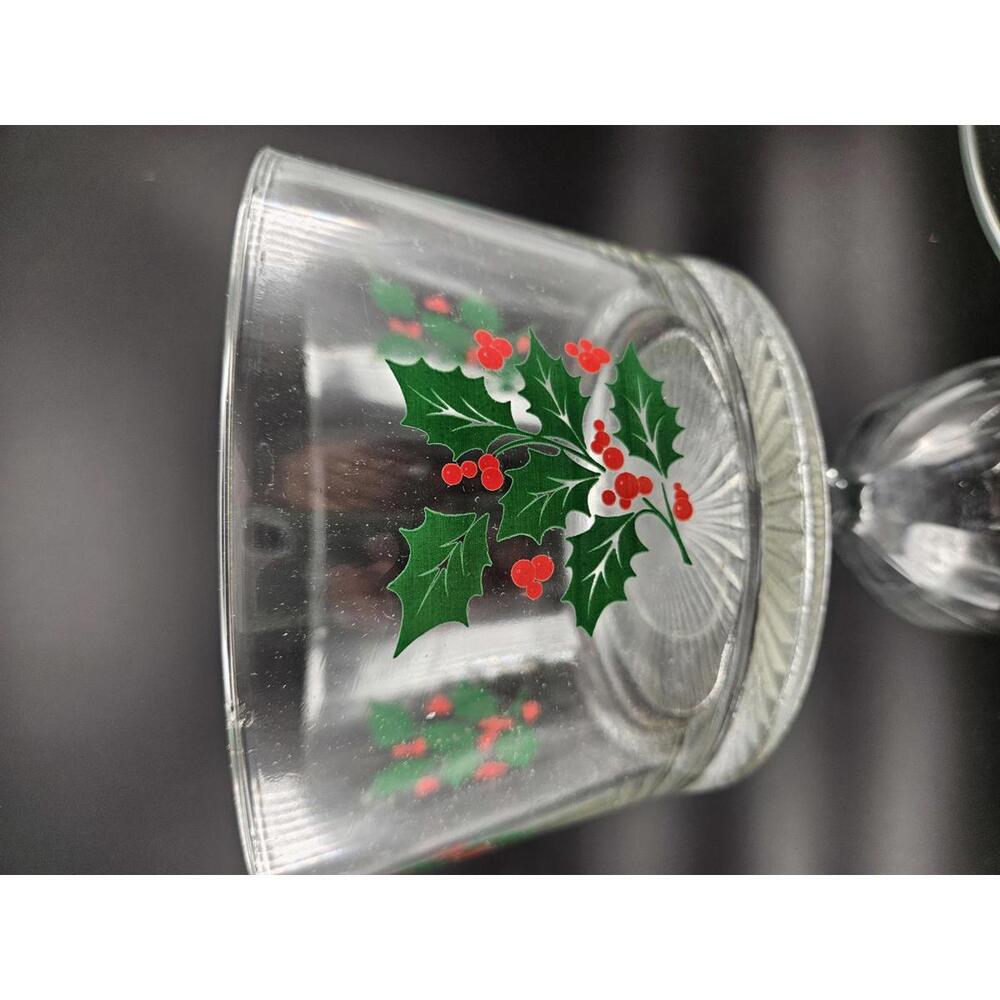Vintage Starburst Holly & Berry Heavy Glass Serving/Trifle/Ice Bowl 3 Available